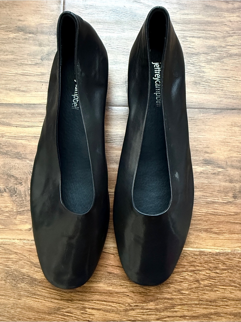 Jeffrey Campbell Black Leather Round-Toe Ballet Flats (SIZE 9.5W)